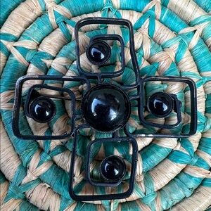 Vintage Black Geometric Brooch